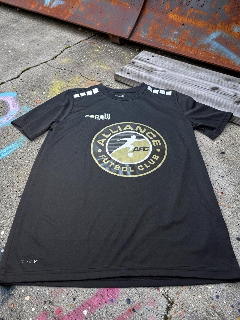 Capelli Sport Kids' Alliance Futbol Club Black Graphic Soccer Jersey Sz M Sporty